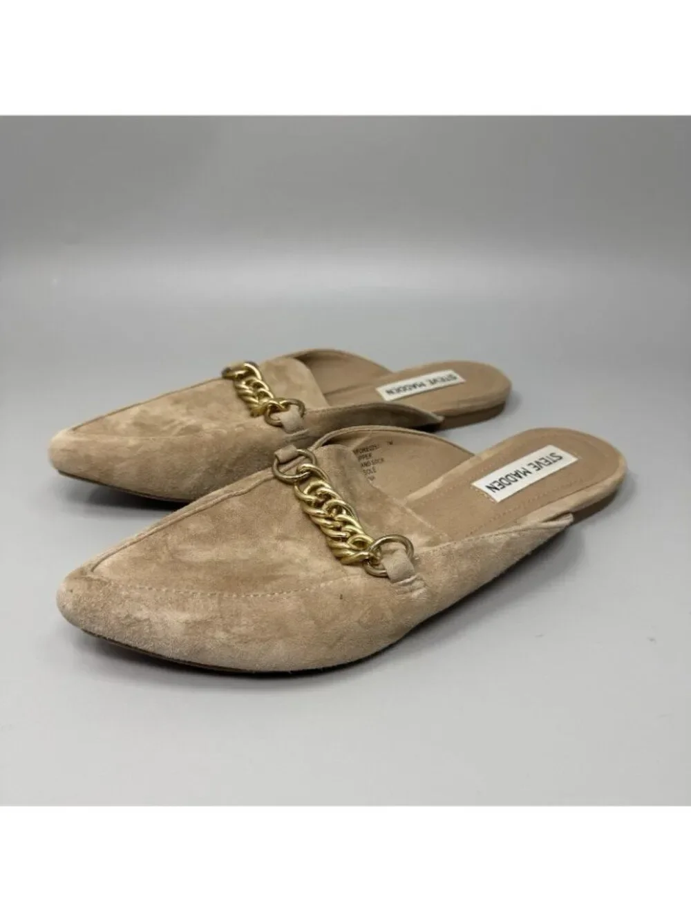 Steve Madden Forever Flats Loafers Chain Tan Beige Size 7M Womens